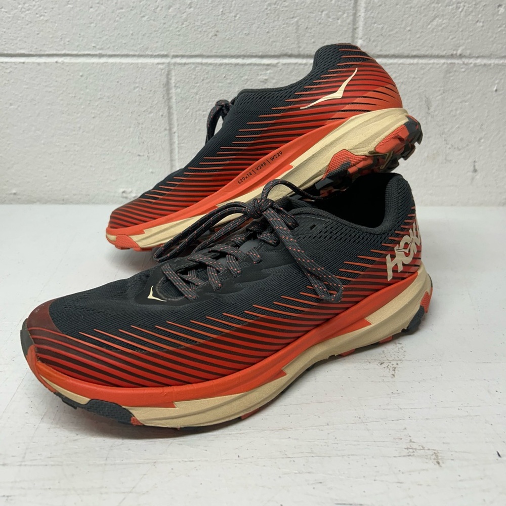 Hoka Black and Orange Athletic Shoes